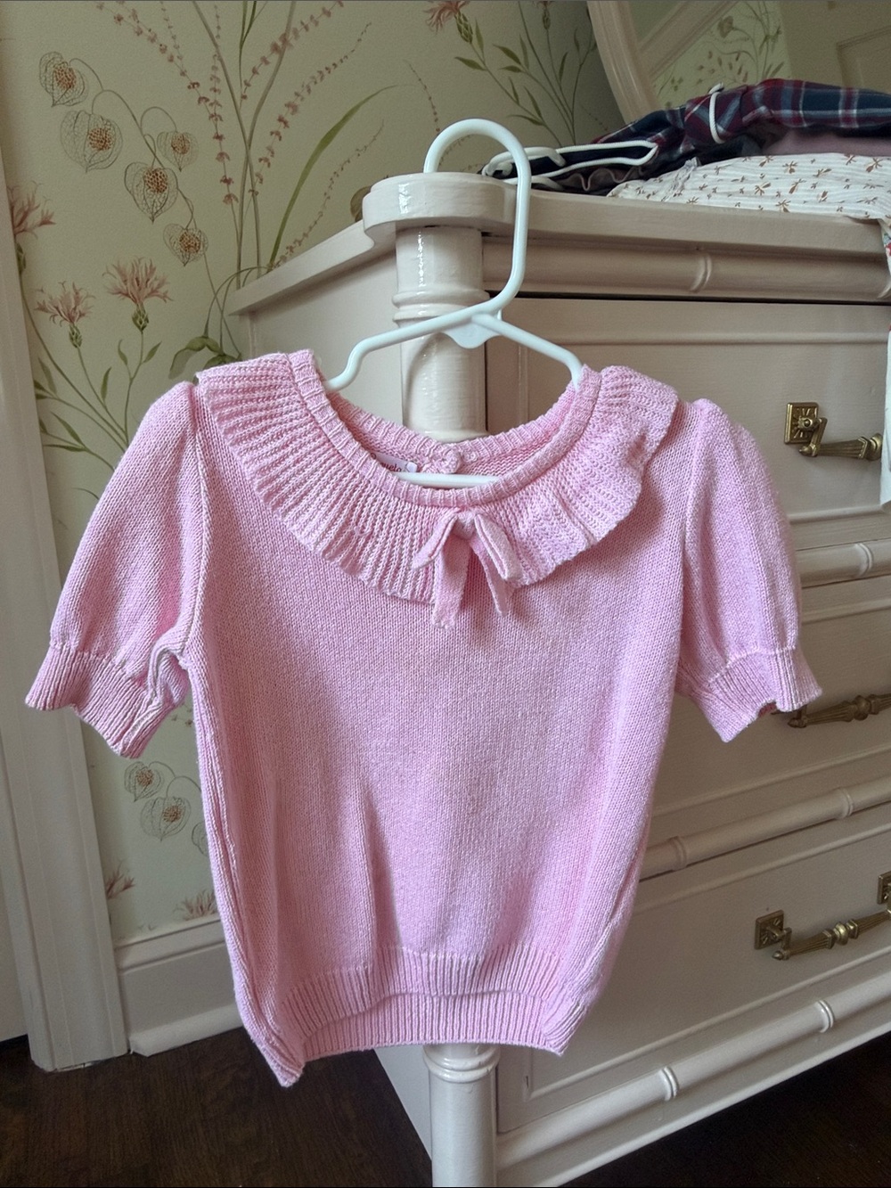 La Coqueta Pink Ruffle Collar Girls' Knit Top